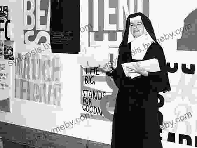 An Image Of A Sister Corita Art Exhibition Featuring A Large Display Of Her Vibrant Serigraph Prints And A Crowd Of People Viewing The Artwork. Sister Corita S Words And Shapes